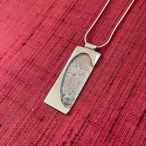 Jessie Senecal Handmade Sterling Silver "Textured Inlay" Necklace
